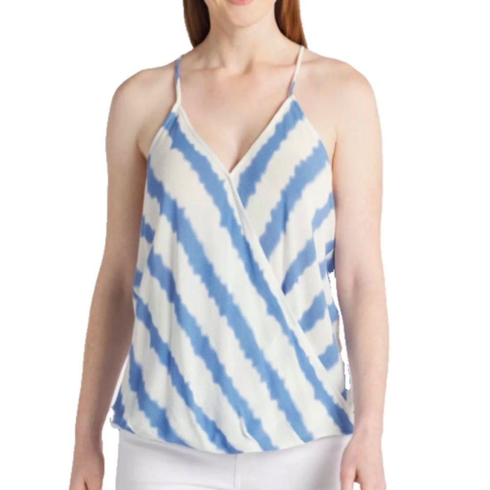 Market & Spruce XL Mac Surplice Top Blue/ White Stripe Sleeveless Top NWOT